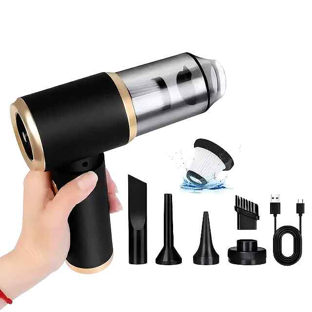 ????️(2в1) Пилосос-компресор для ПК, авто та дому: бездротовий Type-C, 6 насадок, CE сертифікат.