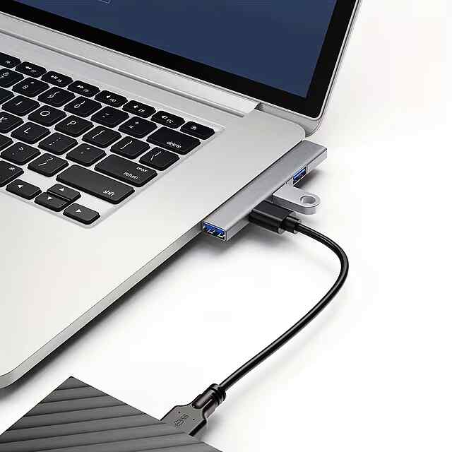 4-портовий USB 3.0 хаб-адаптер з алюмінієвим корпусом. Стильний та компактний. - 2 фото товару