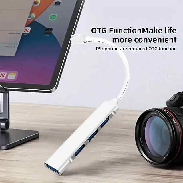 USB-C 4-портовий хаб: Стильний алюміній для ноутбуків і планшетів