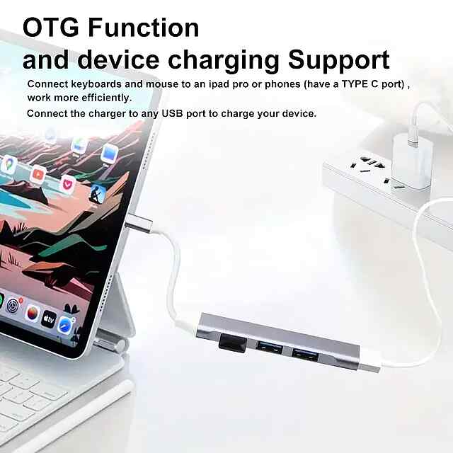 4-Портовий USB - C Хаб Адаптер, Стильний Алюміній, Компактний Розгалужувач для Ноутбука. - 3 фото товару