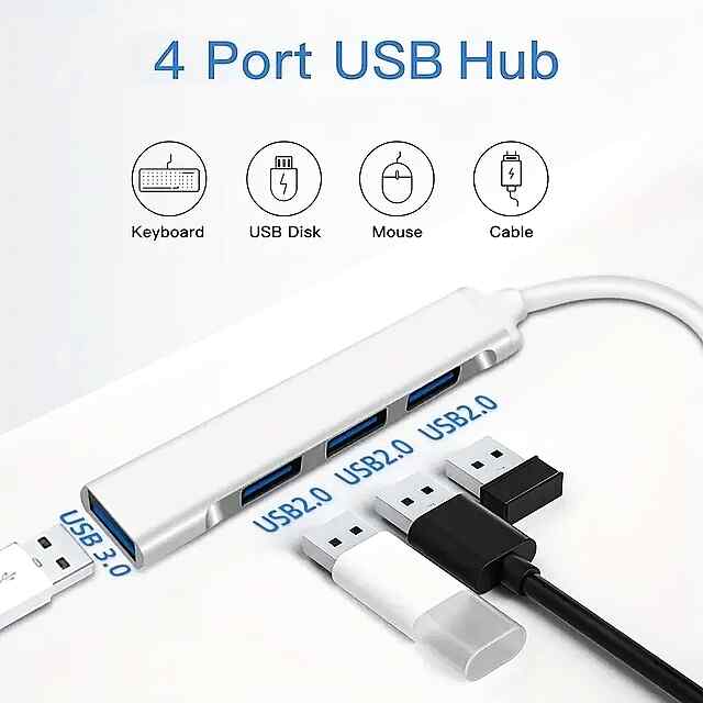 4-портовий USB - USB-C Хаб Адаптер з Алюмінієвим Корпусом для Ноутбуків - 3 фото товару
