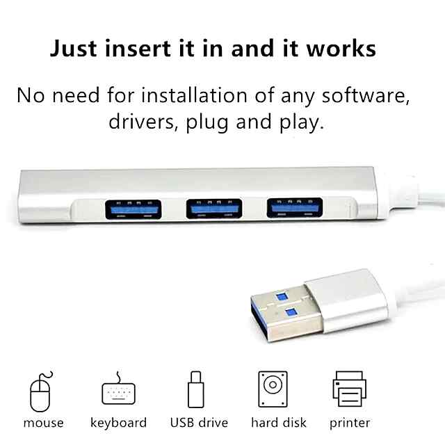 4-портовий USB - USB хаб-адаптер | Компактний алюмінієвий розгалужувач - 3 фото товару