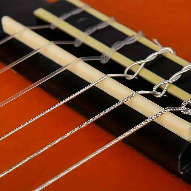 6 білих нейлонових струн для класичної гітари   3 медіатори у подарунок - 1 фото товару