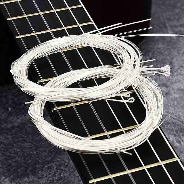 6 білих нейлонових струн для класичної гітари   3 медіатори у подарунок - 2 фото товару