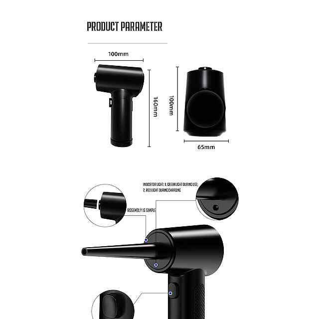 Air Duster Бездротовий Компресор для продування ПК (51000 об/хв) LED підсвічуванням - 1 фото товару