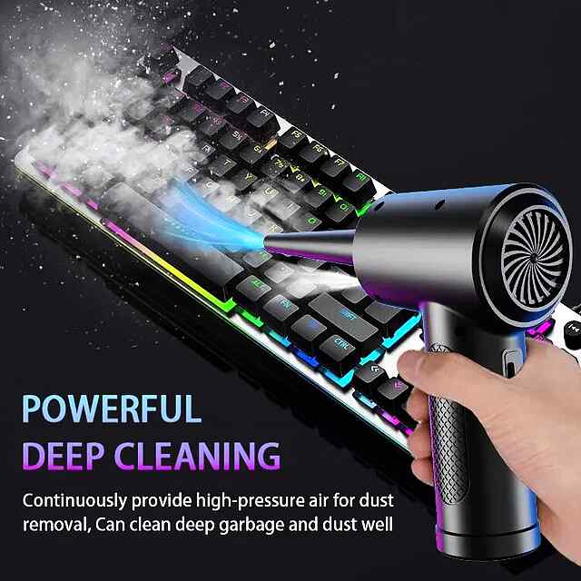 Air Duster - безпров. компр. для чищення 6000mAh, 5 насадок, LED - 3 фото товару