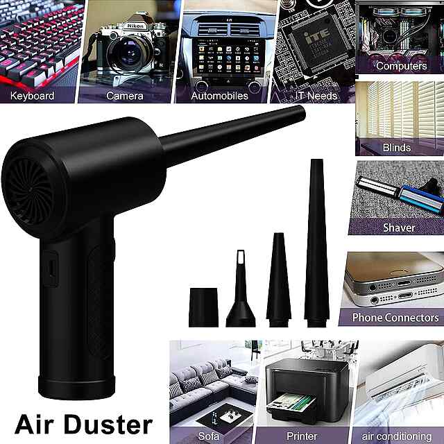 Air Duster Компресор бездротовий для чищення ПК з LED та 51000 об/хв - 1 фото товару