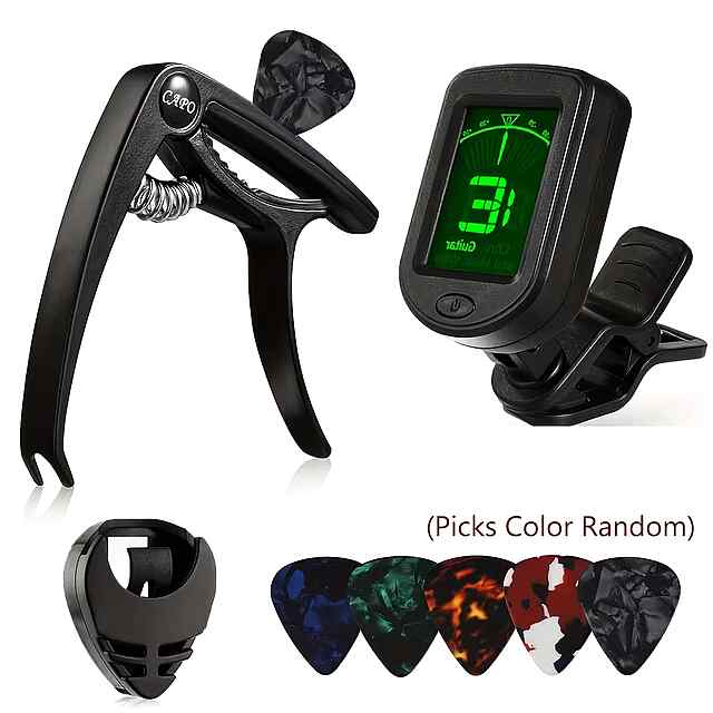 Аксесуари для гітариста-початківця: каподастр   тюнер   медіатори (5 шт)   тримач