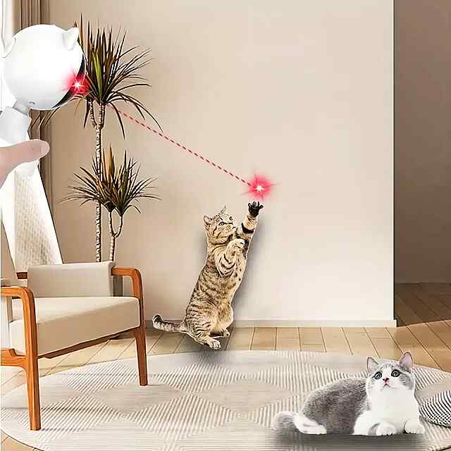 Автоматична лазерна іграшка для котів (3 режими швидкості)   регулювання кута - 1 фото товару