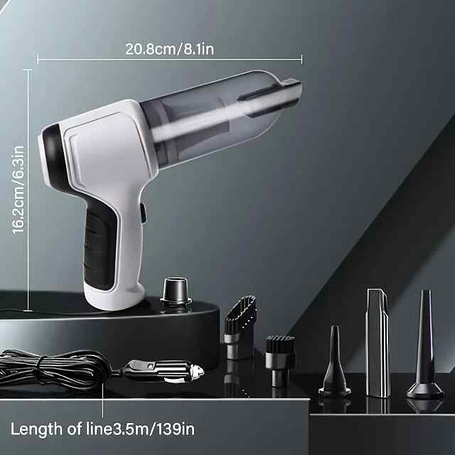 Автомоб. пилосос 2в1: всмоктування та видування / Потужний   стильний   тихий - 1 фото товару