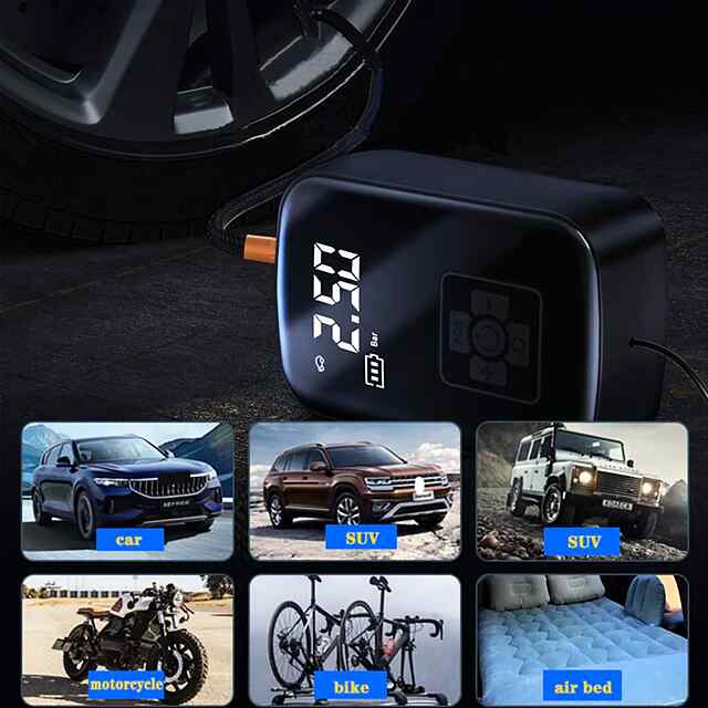 Автомобільний компресор Suitu ST-9624A 12V - до 6.5 Bar, LED ліхтар та багато насадок. Купити в Україні. - 1 фото товару