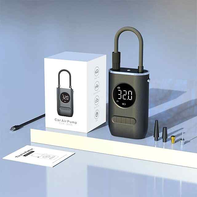 Автомобільний насос міні з LED, надувний універсальний для авто/вело/м'ячів - 3 фото товару