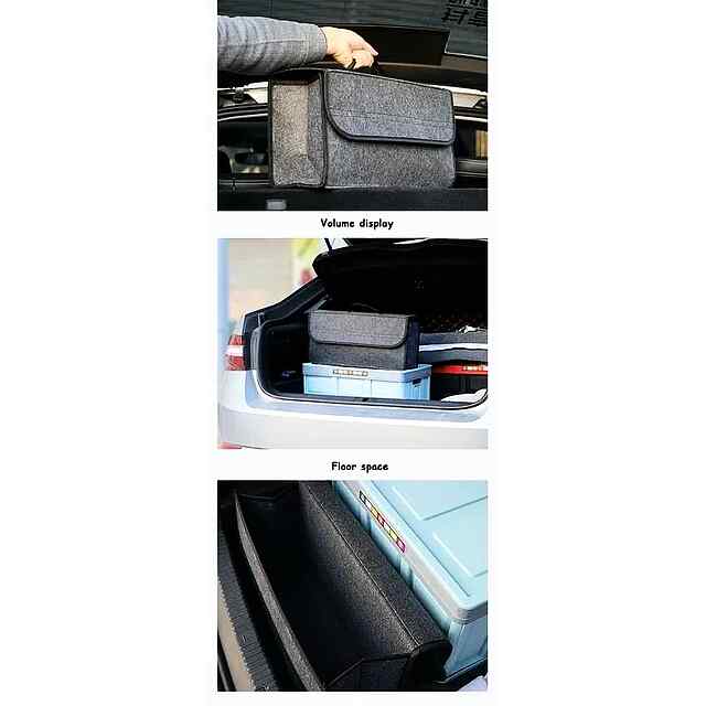 Автомобільний органайзер у багажник, великий об'єм, фетр/поліестер, чорн., 50х24х15 см. - 2 фото товару