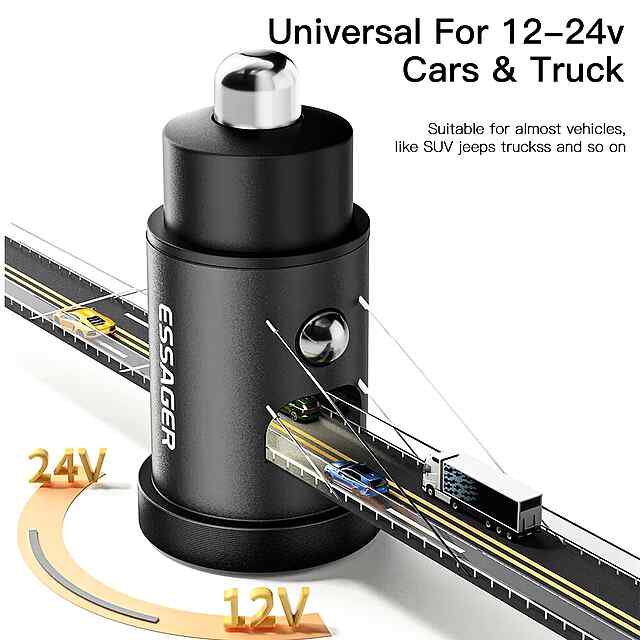 Автомобільний заряд Essager 30W з Type-C, USB x 2 Quick Charge 4.0 Україна - 1 фото товару