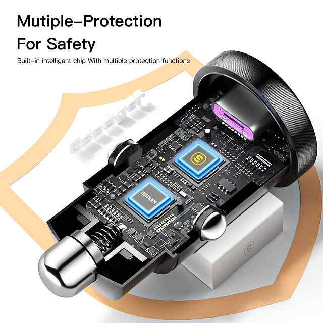 Автомобільний заряд Essager 30W з Type-C, USB x 2 Quick Charge 4.0 Україна - 3 фото товару