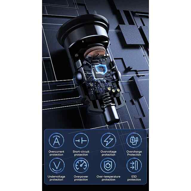 Автомобільний зарядний пристрій QC4  PD 5A Dual USB Type-C для iPhone Samsung Huawei Xiaomi Honor - 1 фото товару