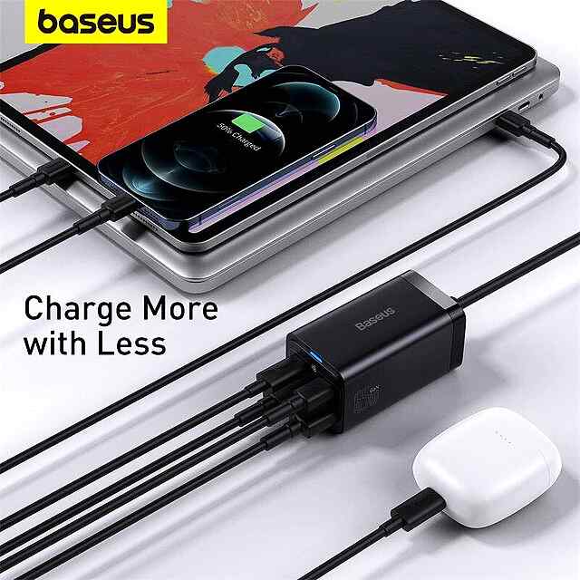 Baseus 65W GaN Charger 4-in-1 iPhone Xiaomi Samsung QC PD - 1 фото товару