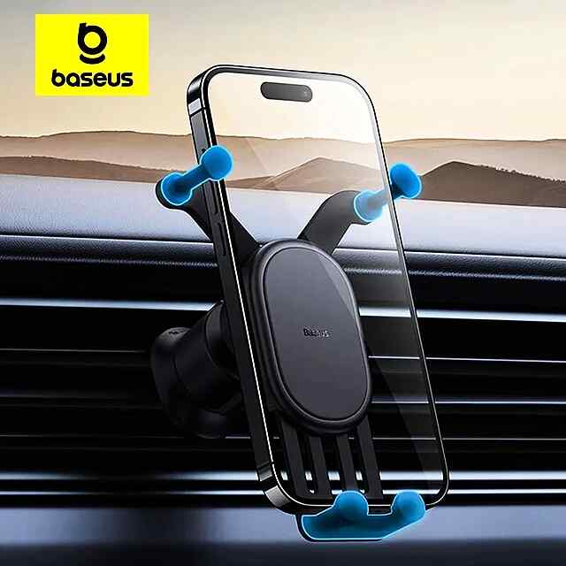 Baseus Auto Gravity - автомобільний тримач для телефону з кріпленням на дефлектор, автоматичне відновлення. Універсальний для iPhone та Samsung.