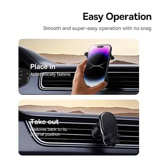 Baseus Auto Gravity - Автотримач для телефону в решітку вентиляції, універсальний, з автоматичним відновленням - 2 фото товару