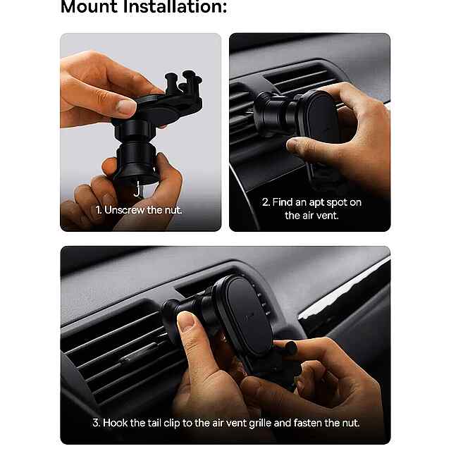 Baseus Auto Gravity - тримач телефон в авто (автоматичне відновлення, повітропровід)