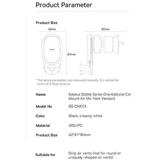 Baseus Auto Gravity — автотримач телефона для повітроводу (5.4-6.7) ????????️ Україна - 2 фото товару