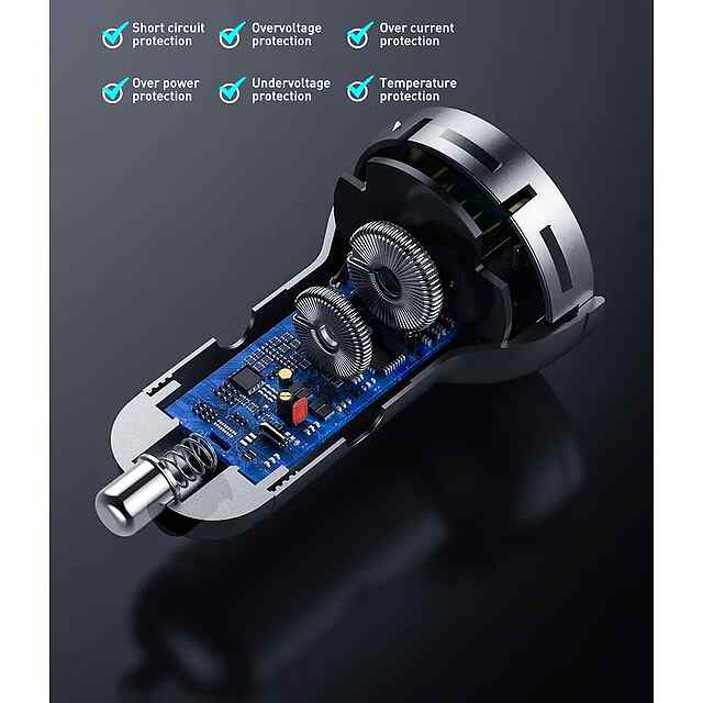 Baseus автозарядка USB LED дисплей швидка зарядка 4,8А для iPhone Xiaomi. - 1 фото товару