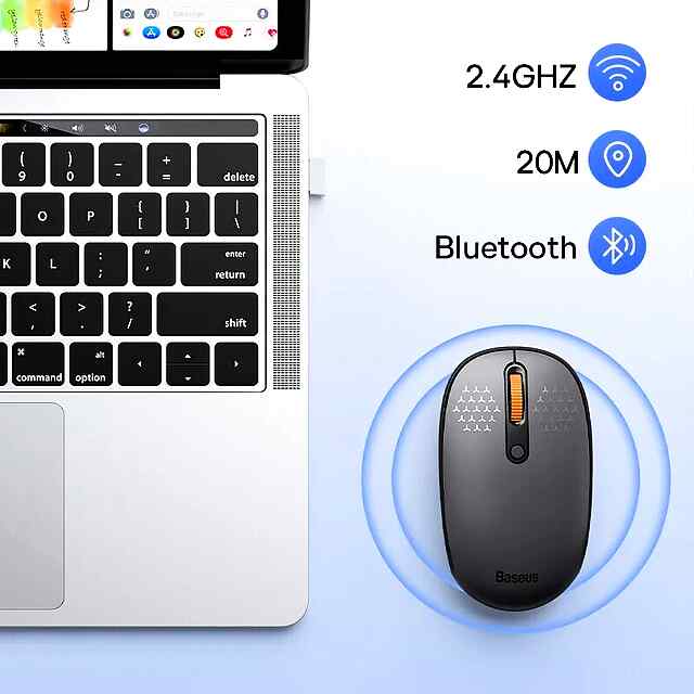 Baseus F01B Bluetooth 5.0 Безшумна миша з регул DPI - матова сіра - 1 фото товару