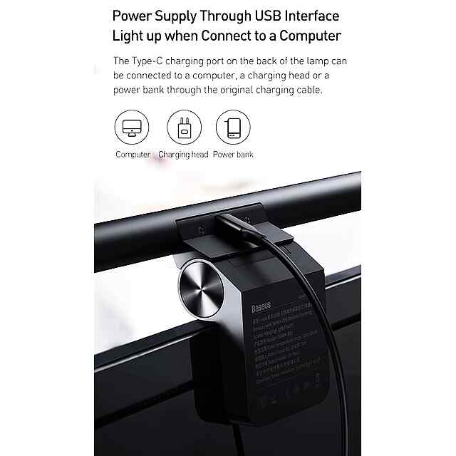 Baseus I-Wok LED лампа для монітора USB підвісна, 3 кольори світла. Яскраве освітлення робочого столу. - 3 фото товару