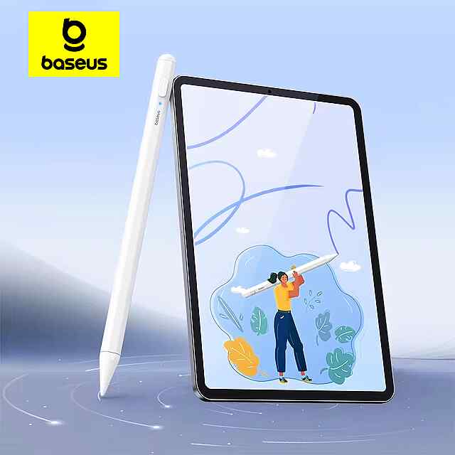 Baseus Stylus Lite для iPad Pro (2018-23) - ручка з відхиленням долоні та світлом, магнітна, легка. Плавний лист і 12 місяців в режимі очікування.