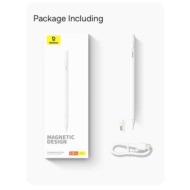 Baseus Stylus Lite для iPad (2018-23) — світлодіодна ручка, відхилення долоні, магнітний дизайн. Без Bluetooth. Змінник наконечника. 14г. - 3 фото товару