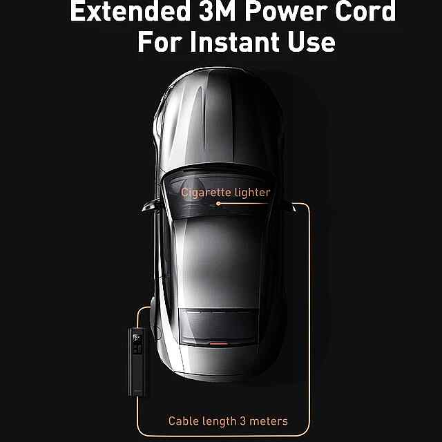 Baseus Super Mini - Автомобільний компресор 12V з ліхтариком та пам'яттю програм. Надійність!???? - 2 фото товару