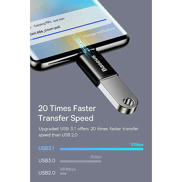 Baseus Type C - USB 3.1 OTG Адаптер, Швидка Передача Даних та Зарядка - 3 фото товару