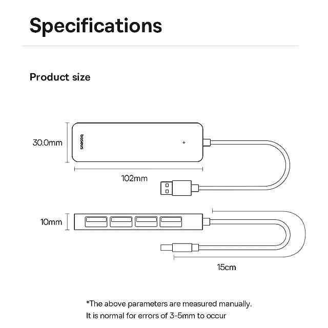 Baseus USB 3.0 хаб чотири порти 5Гбіт/с, компактний сірий хаб, для Windows OS. - 2 фото товару