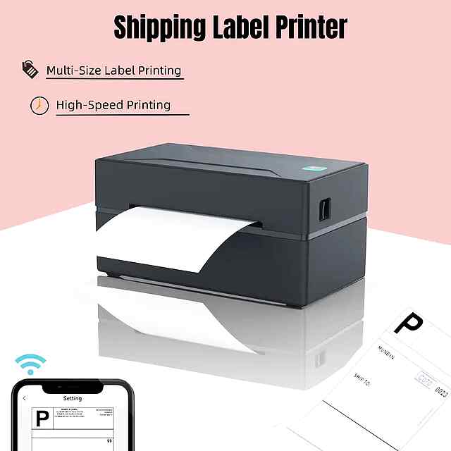 Термопринтер для етикеток (чорний): швидкий, Wi-Fi/USB, 500 шт етикеток в подарунок!