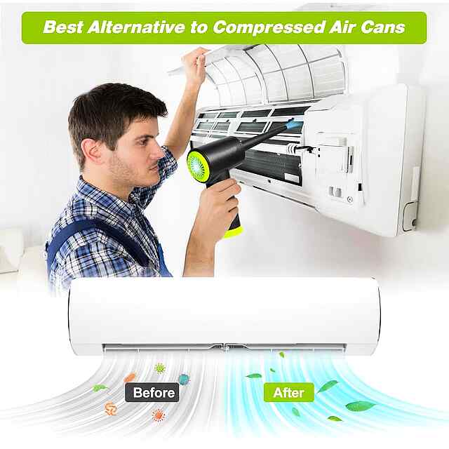 Бездротовий акумуляторний Air Duster: продування пилу ПК з LED (60000 об/хв) - для чищення щілин - 1 фото товару