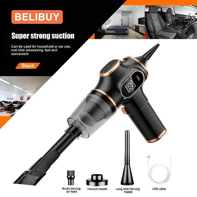 Бездротовий компресор-пилосос 2в1 з акумом, CE сертифікат. Набір насадок, Type-C заряд, фільтр, щітки в комплекті.

При замовленні – уточняйте наявність! - 3 фото товару