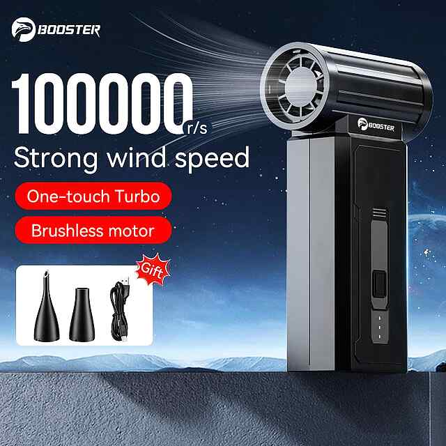 Booster W01 Mini Turbo Jet Fan - високошвидкісний вентилятор 36 м/с з акумулятором, регулювання швидкості. Очищення, сушка, побут.