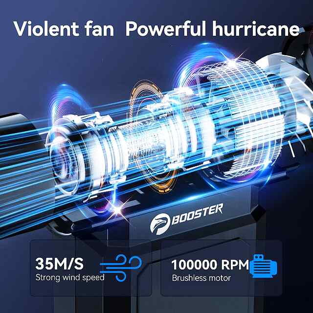 Booster W01 Mini Turbo Jet Fan - Потужний портативний повітродув 36 м/с   USB, 2 акумулятора 3000мАг. Україна. - 2 фото товару