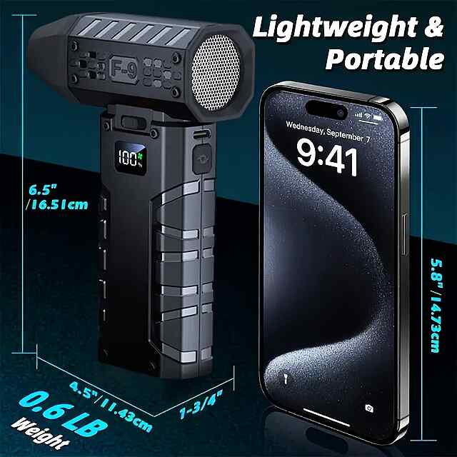 Електровентилятор портативний із ліхтариком та акумулятором USB-C помаранчевий. - 1 фото товару