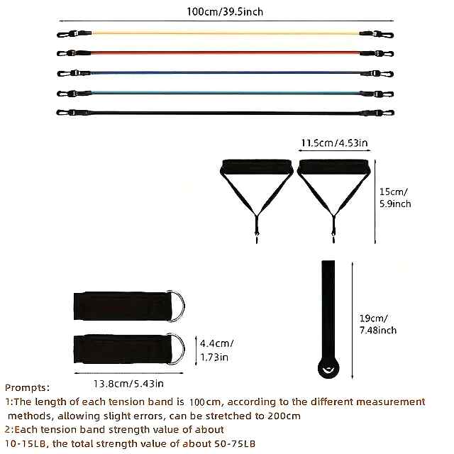 Еспандер комплект 11в1 | Стрічки ручки петлі для дому/залу/йоги - 1 фото товару