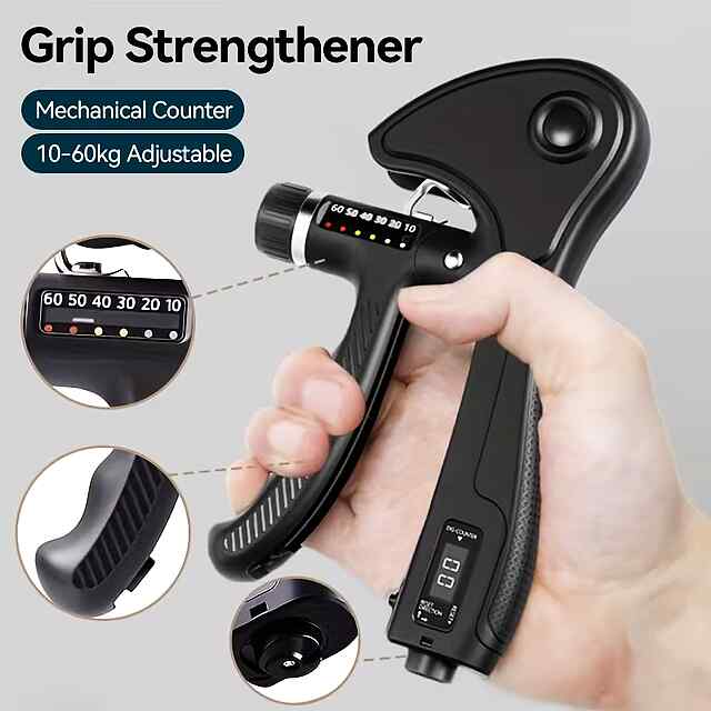 Еспандер регул. 10-60кг з лічильником ???? Тренажер для кистей та рук. Компактний, ергономічний, міцний. Для занять вдома, спортзалі. Зміцнює м'язи та хват.