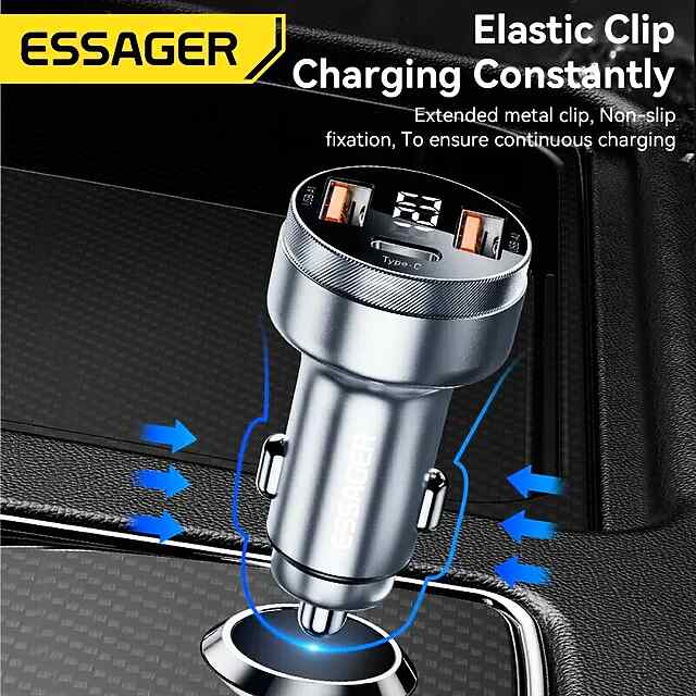 Essager 80W Автомобільний Зарядний Пристрій з Type C та 2USB для Швидкої Зарядки 3 пристроїв - 3 фото товару