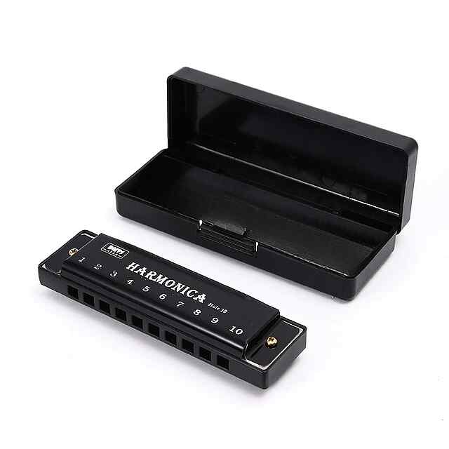 Губна Гармошка C Key 10 Отв. Нержавіюча Сталь, Чорна - Початківець, Компактна, З Чохлом