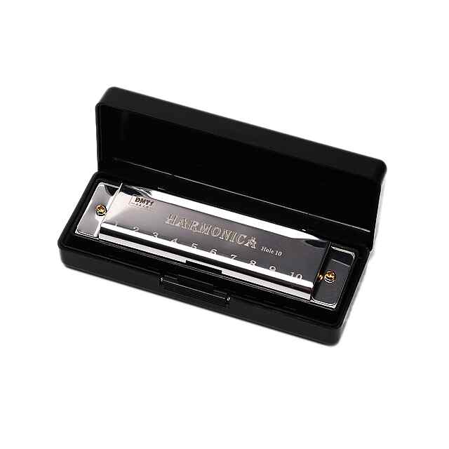 Гармошка губна C, 10 отв., нержавійка, для новачків. Чорна. - 2 фото товару