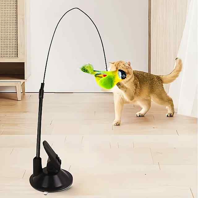 Іграшка для котів Дикий мисливець: пір'я, сталевий дріт, надійні присоски. - 1 фото товару