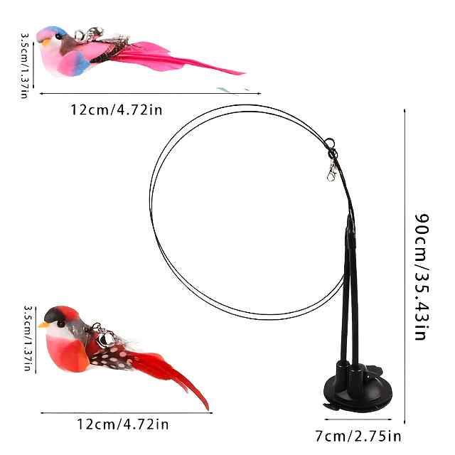 Іграшка для котів «Мисливець»: міцна палиця   пір'я   потужна присоска - 3 фото товару