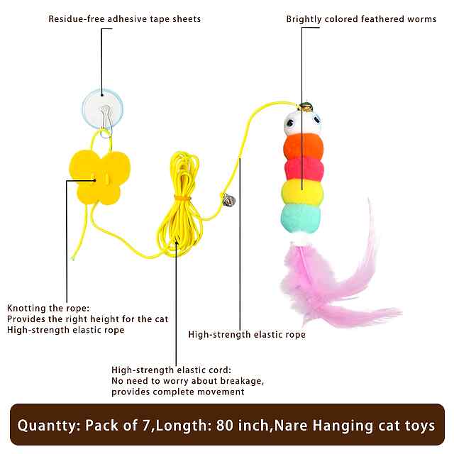 Іграшка Кольоровий черв'як: Інтерактивна підвісна розвага для котів 30 г. - 2 фото товару