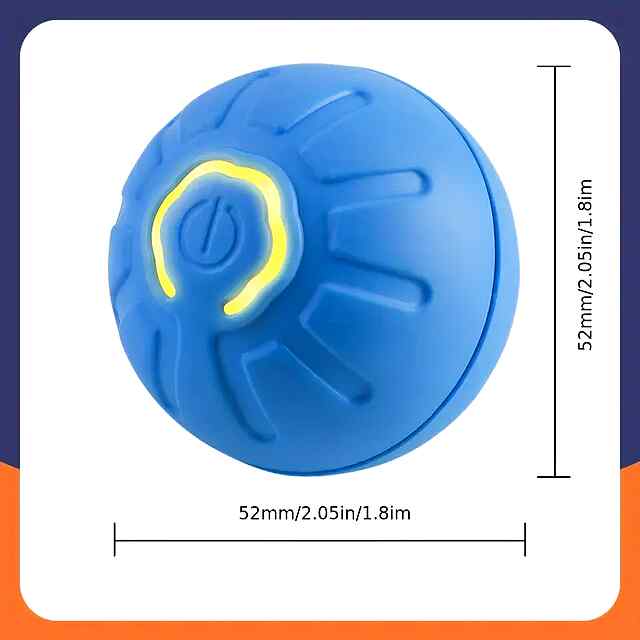 Іграшка-м'ячик інтерактивна для собак та котів, помаранч. 5.2 см, з кабелем USB. - 2 фото товару