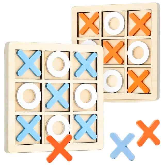 Ігрова гра Монтессорі “Хрестики-Нулики”, дерев’яна головоломка 10×10 см - 2 фото товару