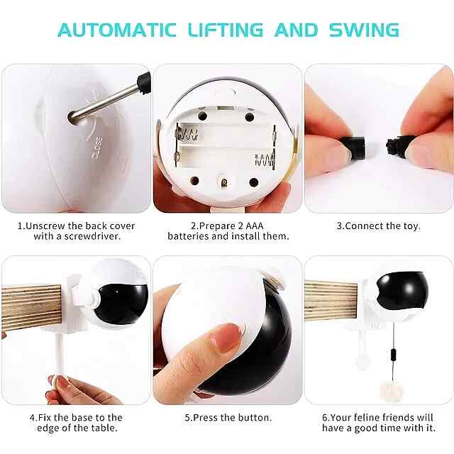 Інтерактивна іграшка-кулька YoYo для кішок з підйомом та обертанням, біла - 1 фото товару